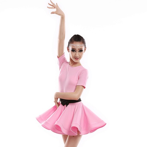 Kids latin dance dresses competition girls children mint orange red pink stage performance salsa rumba chacha dance dress dancing clothes